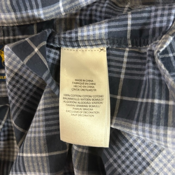 Ralph Lauren Mens button down shirt in medium. Navy and light blue check. - Picture 4 of 5